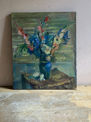 Antique Floral Oil On Canvas