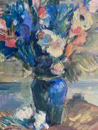 Antique Floral Oil On Canvas