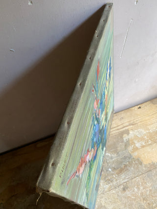 Antique Floral Oil On Canvas