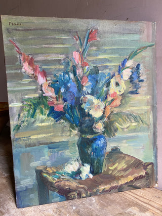 Antique Floral Oil On Canvas