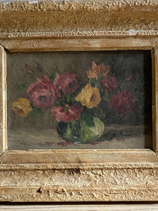 Antique Framed Floral Oil On Canvas