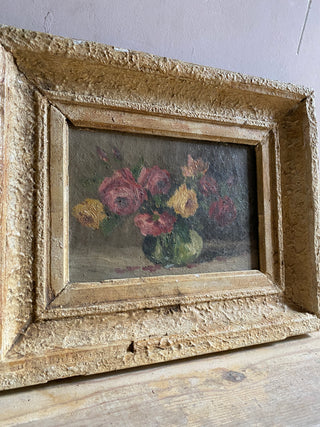 Antique Framed Floral Oil On Canvas