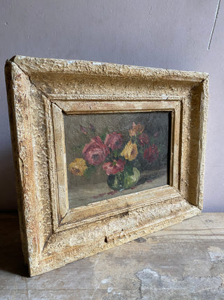 Antique Framed Floral Oil On Canvas