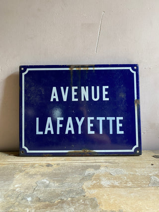 Vintage French Avenue Lafayette Street Sign