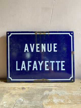 Vintage French Avenue Lafayette Street Sign