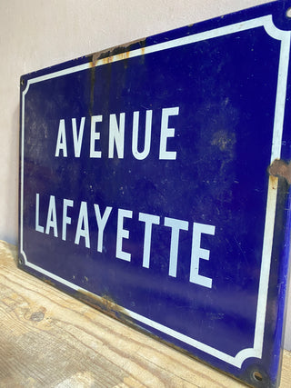 Vintage French Avenue Lafayette Street Sign