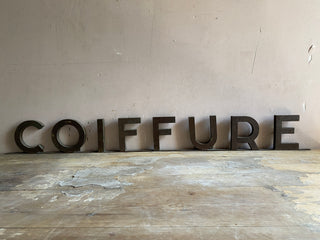 Vintage French Coiffure Sign In Zinc