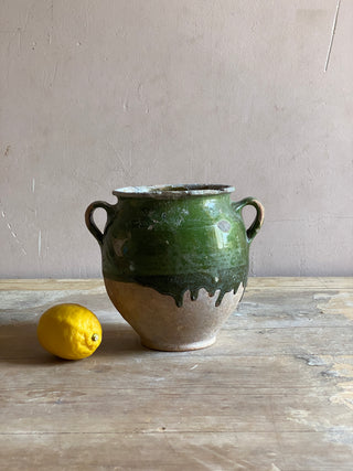 Antique Green Glazed Confit Pot - Rare Smaller Size