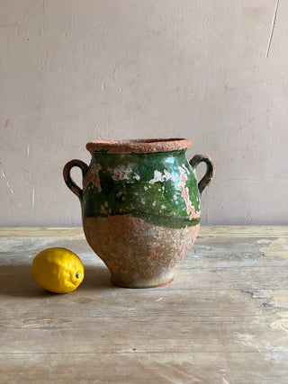 Antique Green Glazed Confit Pot - Rare Smaller Size