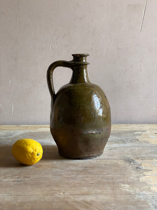 Antique French Green Oil Jug