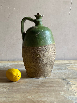Antique French Green Oil Jug