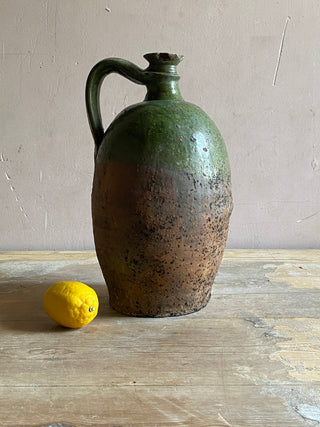 Antique French Green Oil Jug