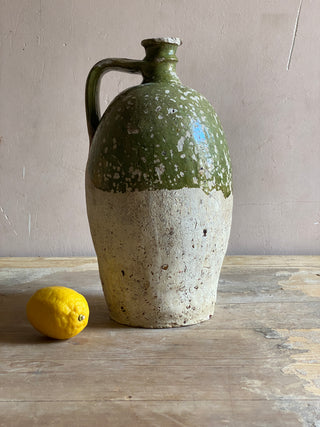 Antique French Green Walnut Oil Jug