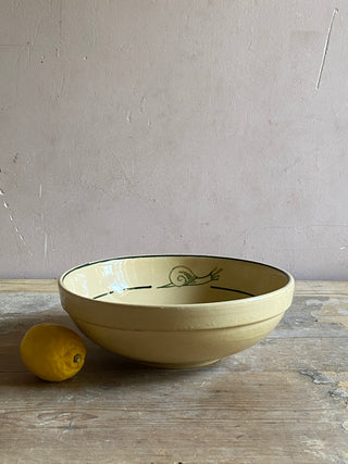 Vintage Yellow Bowl With Snail Design
