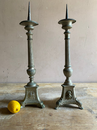 Pair Of Large Metal Candlesticks