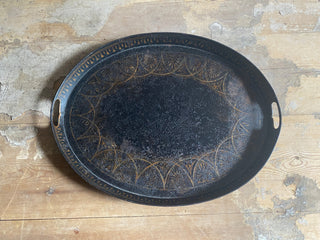 French Vintage Painted Metal Tray
