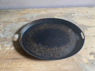 French Vintage Painted Metal Tray