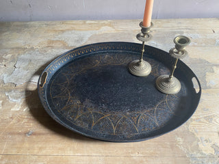 French Vintage Painted Metal Tray
