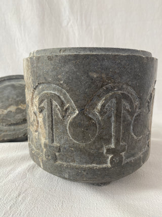 French Hand Carved Marble Pot
