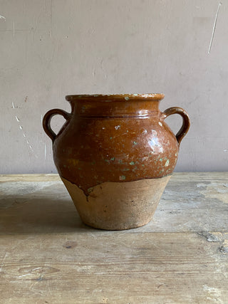Antique French Brown Glazed Confit Pot