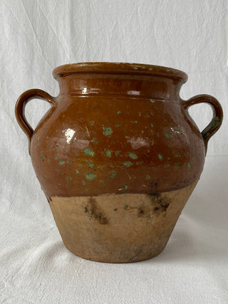 Antique French Brown Glazed Confit Pot