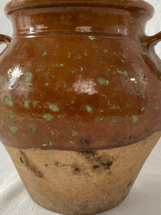 Antique French Brown Glazed Confit Pot