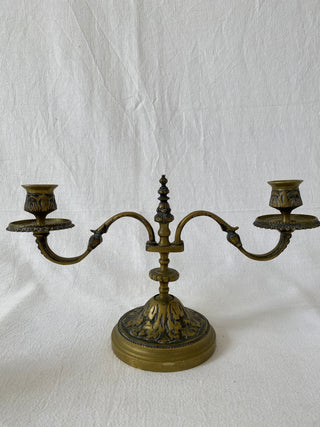 Pair of French Antique Brass Candlesticks