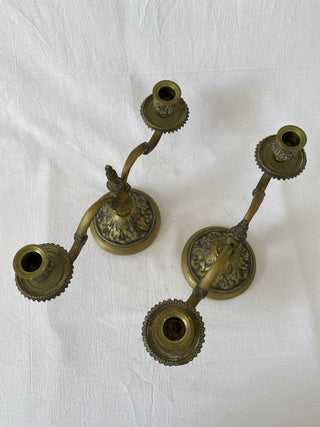 Pair of French Antique Brass Candlesticks