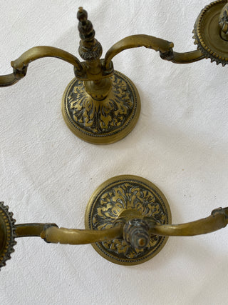 Pair of French Antique Brass Candlesticks