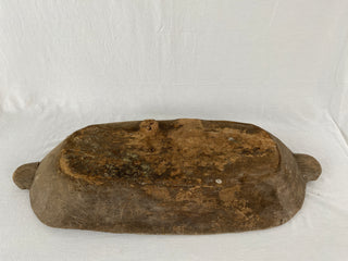Antique French Primitive Carved Wooden Dough Mixing Bowl