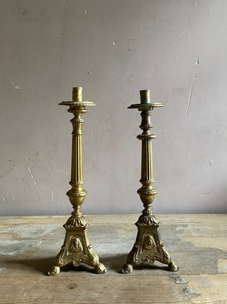 Antique French Pair Of Large Candlesticks