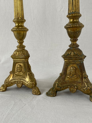 Antique French Pair Of Large Candlesticks