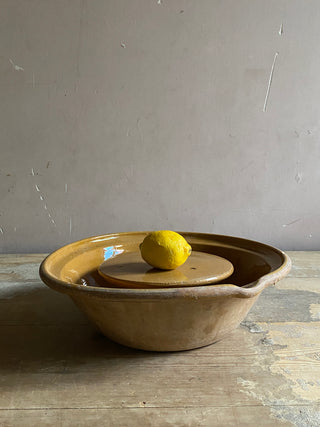 Antique French Ceramic Cheese Strainer