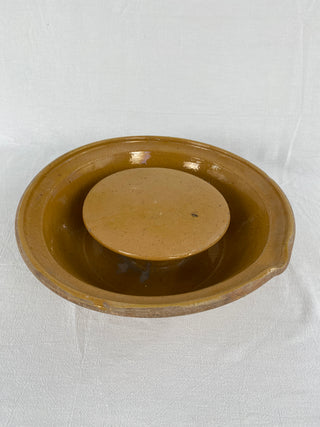 Antique French Ceramic Cheese Strainer