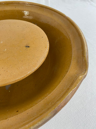 Antique French Ceramic Cheese Strainer