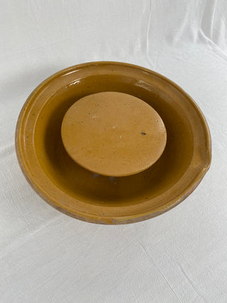 Antique French Ceramic Cheese Strainer