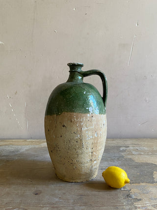 Antique French Green Walnut Oil Jar