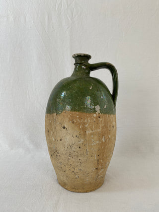Antique French Green Walnut Oil Jar