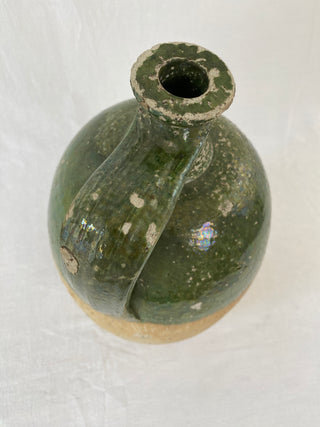 Antique French Green Walnut Oil Jar
