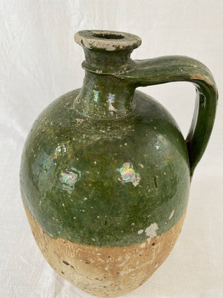 Antique French Green Walnut Oil Jar