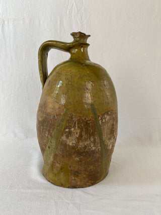 Antique French Green Walnut Oil Jar