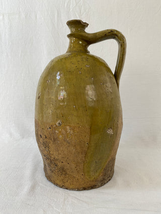Antique French Green Walnut Oil Jar