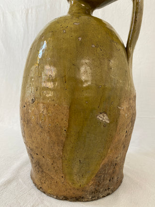 Antique French Green Walnut Oil Jar