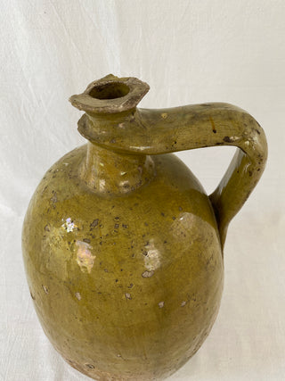 Antique French Green Walnut Oil Jar