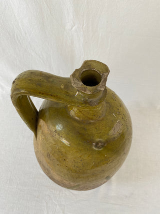 Antique French Green Walnut Oil Jar