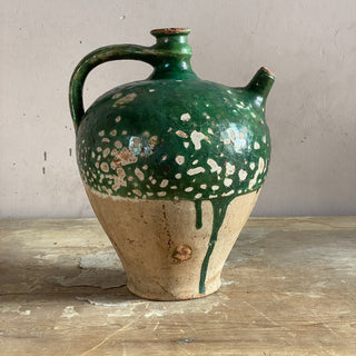 Antique French Green Oil Jug