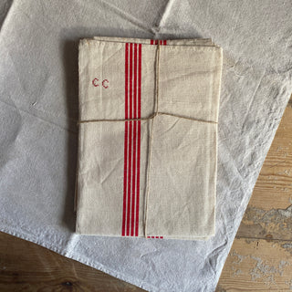 Pair Of Vintage French Linen Tea Towels