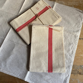 Pair Of Vintage French Linen Tea Towels