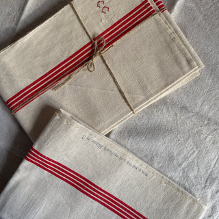 Pair Of Vintage French Linen Tea Towels