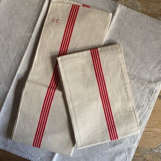 Pair Of Vintage French Linen Tea Towels